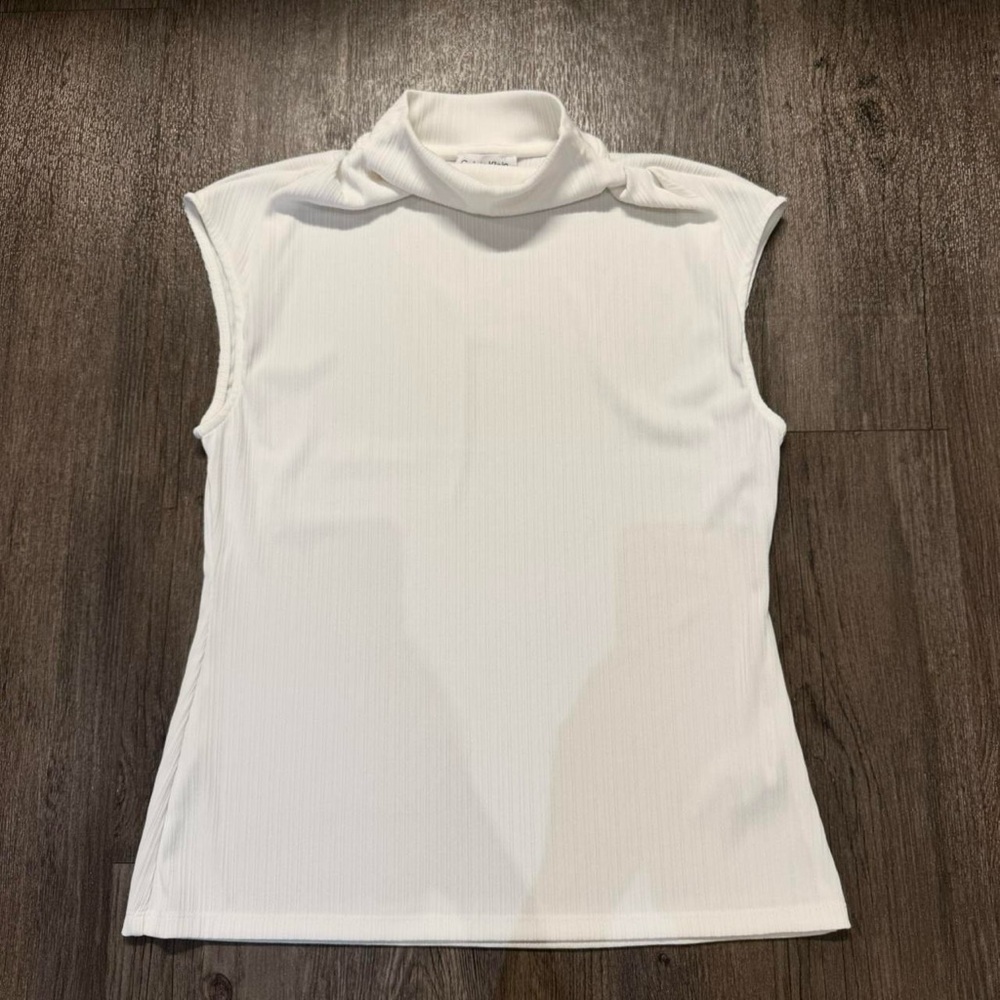 White Calvin Klein Mock Neck Blouse